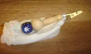 Roach Clip Dice/Die Metal, Wood & Bead CANNABIS Leaf Engraved Image P35