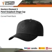 Hunters Element 5 Panel Snapback Otago Cap Curved Peak Black #9420030055510