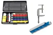 Lansky Professional Sharpening System + C-Clamp Mount + Lansky Super Sapphire Hone Bundle
