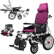 Newly Electric Wheelchair for Adults, Foldable Light All Terrain Motorized Wheel Chair with Headrest,Ergonomics Wheelchair Electric Wheelchairs for Seniors(Purple)