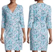 Diane Von Furstenberg New Julian Two Wrap Dress Garden Daisy Azure Blue Size 4