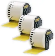 ExtraPrint 3 Rolls DK44605 DK-44605 62mm x 30.48m Continuous Labels (Black Text on Yellow) Compatible with Brother QL-1050 QL-1050N QL-110 QL-1100 QL-500W QL-550 QL-650TD QL-700 QL-820NWB