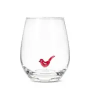 Set of 4 Cardinal In The Base Of A Stemless Wine Glass
