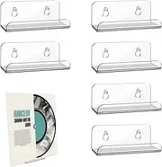 6pcs 4 Inch Clear Acrylic Vinyl Record Holder, Wall Mount Floating Record Display Shelf for Home Music Listening