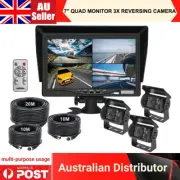 7" QUAD MONITOR 4PIN 3X18IR CCD REVERSING CAMERA 12/24V FOR TRUCK VAN CARAVAN RV