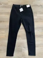 NWT SUPRE black stretch JEANS 16 The Super Skinny Sky High waist Ripped knee NEW