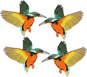Hohopeti 4pcs Hummingbird Embroidered Iron Patches DIY Sewing Appliques for Clothing Repair Decoration Delicate Embroidery Patches for Bags Crafts Fashion Accessories