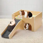 Upgraded Guinea Pig Castle, Sturdy Wooden Guinea Pig Hideout, Small Animal House