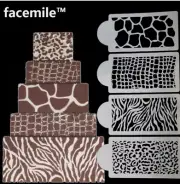 4pcs stencil for cake drawing animal skin