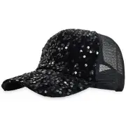 Bling Baseball Cap for Women Men, Sparkle Sequin Hat with Ponytail Hole for R...
