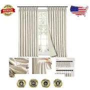 Durable Faux Linen Curtains with Pinch Pleat Top - 52"W x 72"L Blackout Panel