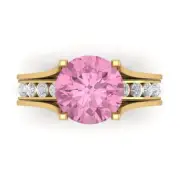 2.89 Round Cut Pink Stone Ring Band bridal Set Sliding 14k Yellow solid Gold