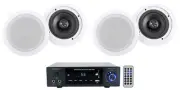 Rockville BLUAMP 150 Home Stereo Bluetooth Amplifier+(4) 6.5" Ceiling Speakers