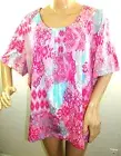 Nikki Women Plus Size 1x 2x 3x Fuchsia Pink Turquoise Gray Tunic Top Blouse