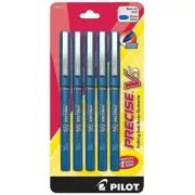 Pilot Rolling Ball Pen Precise V5 Liquid Ink Blue Extra Fine, Pack of 5 26011