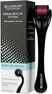 Blushlin Derma Roller for Hair Growth | 0.5 mm 540 Titanium Alloy Micro Needles | Suitable for Hair | Reduces Hair Fall | Stimulates Hair Follicles | Easy to use | Safe & Effective