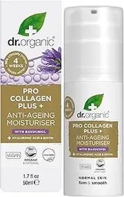 Dr Organic Pro Collagen Plus Bakuchiol, Hyaluronic Acid, Biotin, Healthy-Aging, Wrinkles, Dry & Sensitive Skin, Natural, Vegan, Cruelty-Free, Paraben & SLS-Free, Recycled & Recyclable, Organic, 50ml