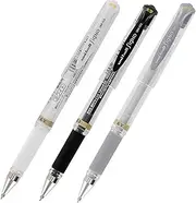 Uni-Ball Signo UM-153 Gel Ink Rollerball Pen 1.0mm Broad Point White Black and Silver Set of 3