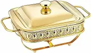 Food Warmers,Buffet Server Food Warmer,hot Plates Hot Pot Buffet Game 1.8 L Stainless Steel Buffet Heater Suitable for Buffets Weddings Banquets Catering Events Silver,Gold