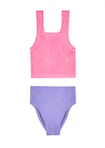 Hunza G Kids Duo Lyra Seersucker Bikini (7-12 Years) - Lilac - One Size ONE SIZE