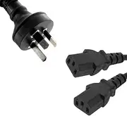 8Ware Y Split Power Cable with AU/NZ 3-pin Male Plug 2xIEC F C13 Socket and Cord for PC and Monitor, 3 Meter Length