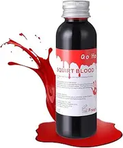 Go Ho Fake Blood Makeup (2 oz),Fake Blood Washable for Scar Wounds,Easy Dry Flow Fake Blood for Eyes Drips Nose Bleeds,Halloween Blood for Cosplay SFX Zombie Vampire Makeup,Fresh