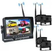 Digital Wireless 7''AHD Quad DVR Monitor+4x Backup Reverse IR Camera RV Trailer