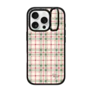 iPhone 16 Pro Impact Ring Stand Case MagSafe Compatible Christmas Plaid Red and Green Holiday Pattern by Nature Magick