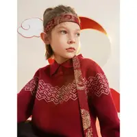 在飛比找ETMall東森購物網優惠-POLO系列植木毛衣紅色拜年服童裝