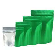 100/500 Green & Frosted Window Mylar Foil Stand Up Bags Food Packaging Pouches