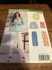 New Look S0554 Tunic w Shirttail Hem, Split Neck & Pull-On Pants Sz 10-22 6292