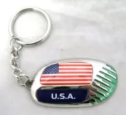 33580 RUGBY WORLD CUP 2011 USA AMERICA FLAG SILVER ROUND KEYRING KEY RING