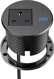 Desk Power Grommet 80mm with USB-C PD 20W, Ohuo Desk Plug Socket with 2 USB Ports, 2m Cable