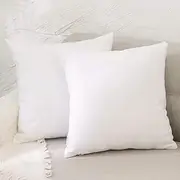 2 Pcs White Pillow Case Faux Linen Square Lumbar Decorative Throw Cushion Cover Pillowcase with Smooth Hidden Zipper for Sofa 24 x 24 inch 60 x 60 cm