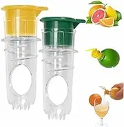 Screw Top Lemon Squeezer, Lemon Juicer Squeezer, Manual Screwtop Portable Citrus Juicer with Built-In Filter, Lime & Orange Compact Extractor Press, Mini Hand Held Citrus and Lemon Pourer(Yellow Green