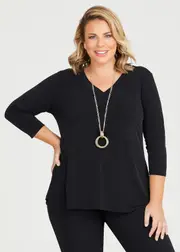 [Taking Shape] Taking Shape Katie Luna 3 / 4 Sleeve Top Size 20 in Black - Plus Size Women's Tops & T Shirts Black