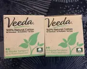 Veeda Tampons 100% Natural Cotton Compact BPA-Free Applicator 2 Boxes Of 16