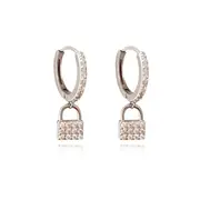 Culturesse Beatriz Padlock Drop Earrings Sterling Silver Austrian Cubic Zirconia