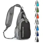 (Black)Small Crossbody Sling Backpack Walking Day Package, Light Ordinary Shoulder Bag Multiple Pocket Sports Outdoor Travel
