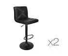 Set of 2 Leather Bar Stools