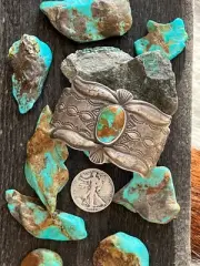 Hand Forged Old Pawn Sterling Silver Ingot Cuff Bracelet by Santa Fe Artist, Bu