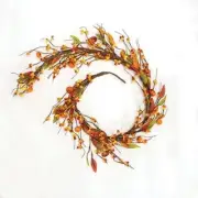 Barnyard Bittersweet & Pumpkins Garland 5ft Autumn Fall Orange Gold Brown CWI