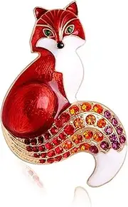 [KIFEDSLJ] Rhinestone Enamel Fox Brooches Cute Animal Brooch Pin Lapel for Women Jewelry