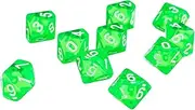 Ronyme D10 Ten Sided Gem Dice for RPG Games 10Pcs Dice, Green