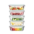Airtight Glass Food Storage Containers with Lids, Glass Lunch Box, Leak-proof...