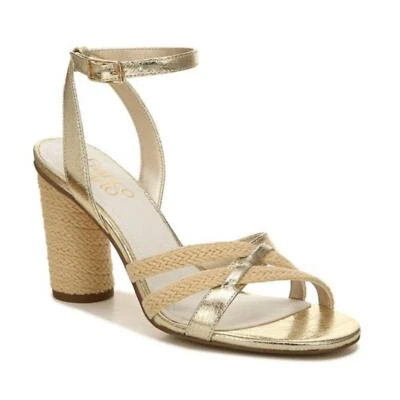Franco Sarto Womens 8 Olina Jute Block Heel Ankle Strap Sandal NEW