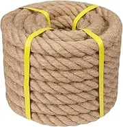 Natural Hemp Rope - 2 Inch × 50 Feet - Natural Jute Twisted Manila Thick Rope for Crafts, Hammock, Nautical, Decorating