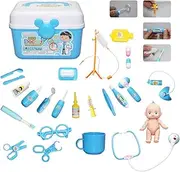 Meckily Kids Doctor Kit 26 Pieces Pretend Play Toy Medical,Electronic Stethoscope,Light & Sounds,Packed in a Sturdy Gift Case for Age 3-6 Kids