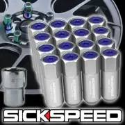 SICKSPEED 16 PC POLISHED/BLUE CAPS ALUMINUM 60MM LOCKING LUG NUTS 12X1.25 L11