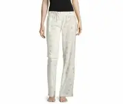 Flirtitude Girl's Fleece Cream Stars Pattern Soft Sleep Pants, X-Large